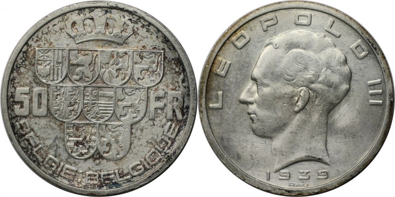 Europäische Münzen und Medaillen, Belgien / Belgium. Leopold III. 50 Francs 1939...