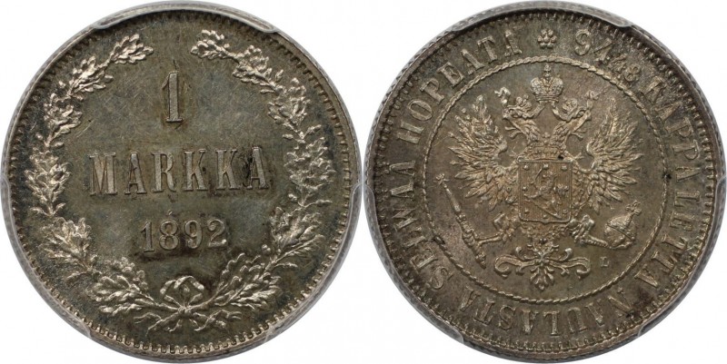 Russische Münzen und Medaillen, Alexander III. (1881-1894), Finnland. 1 Markka 1...