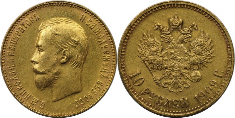 Russische Münzen und Medaillen, Nikolaus II. (1894-1918). 10 Rubel 1909, 0.900 G...