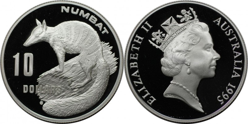 Weltmünzen und Medaillen, Australien / Australia. Numbat. 10 Dollars 1995, Silbe...