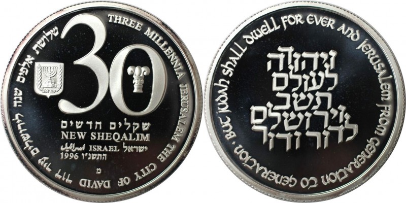 Weltmünzen und Medaillen, Israel. Jerusalem - Drittes Millenium. 30 New Sheqalim...