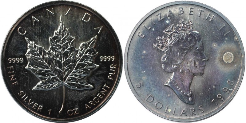 Weltmünzen und Medaillen, Kanada / Canada. Maple Leaf. 5 Dollars 1998, Silber. 1...