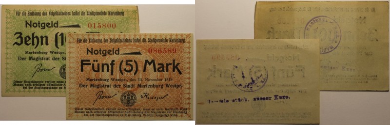 Banknoten, Deutschland / Germany, Lots und Sammlungen. Notgeld Stadt Marienburg ...