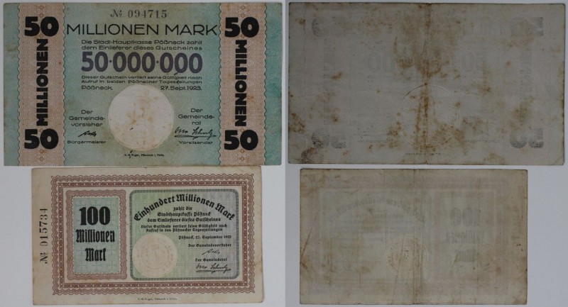 Banknoten, Deutschland / Germany, Lots und Sammlungen. Notgeld Pößneck Stadt. 50...