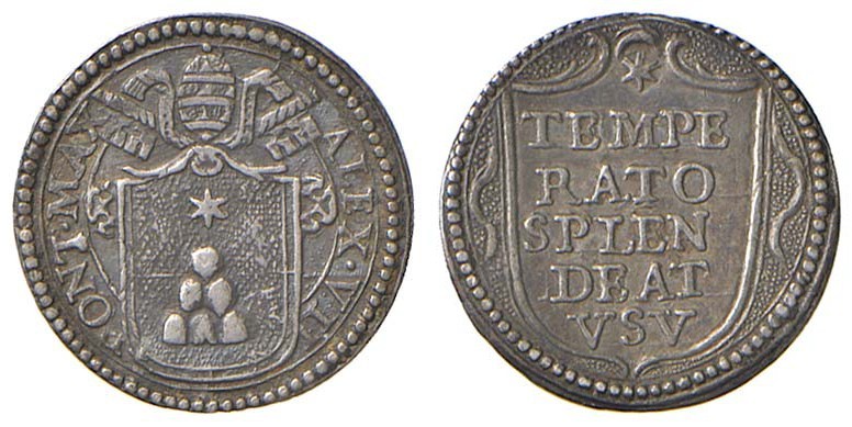 Roma – Alessandro VII  (1655-1667) - Mezzo Grosso - Munt. 30 R
SPL