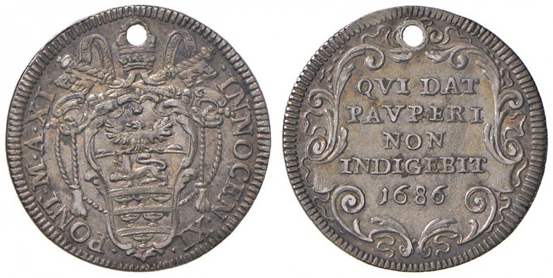 Roma – Innocenzo XI (1676-1689) - Giulio 1686 An. XI - Munt. 163 C
Forato.
BB-SP...