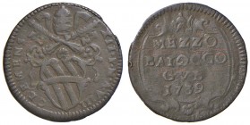 Roma – Clemente XII (1730-1740) - Mezzo Baiocco 1739 An. VIII - Munt. Manca RR
BB