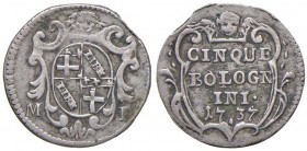 Bologna – Clemente XII (1730-1740) - Carlino da 5 Bolognini 1737 - Munt. 177 RR
BB