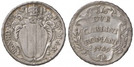 Roma – Benedetto XIV (1740-1758) - Due Carlini Romani 1749 - Munt. 152 R
SPL
