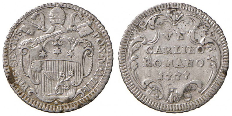 Roma – Pio VI (1775-1799) - Un Carlino Romano 1777 An. III - Munt. 86 C
qSPL 