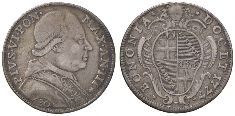 Bologna – Pio VI (1775-1799) - Testone 1777 - Munt. 212 R
BB