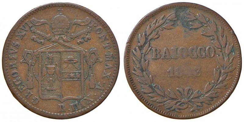 Roma – Gregorio XVI (1831-1846) - Baiocco 1843 An. XIII - Gig. 176 C
qBB 