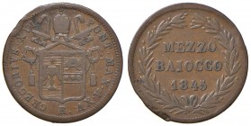 Roma – Gregorio XVI (1831-1846) - Mezzo Baiocco 1845 An. XV - Gig. 212 C
qBB 