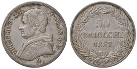 Bologna – Gregorio XVI (1831-1846) - 50 Baiocchi 1837 - Gig. 88 R
BB/BB+