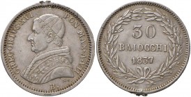 Bologna – Gregorio XVI (1831-1846) - 30 Baiocchi 1837 - Gig. 99 R
Appiccagnolo rimosso.
BB+