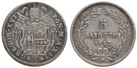 Bologna – Gregorio XVI (1831-1846) - 5 Baiocchi 1842 An. XII - Gig. 144 R
BB