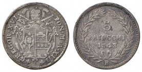 Bologna – Gregorio XVI (1831-1846) - 5 Baiocchi 1843 An. XIII - Gig. 146 R
BB
