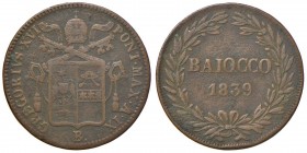Bologna – Gregorio XVI (1831-1846) - Baiocco 1839 An. IX - Gig. 166 C
Colpo al bordo. 
qBB 