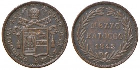 Bologna – Gregorio XVI (1831-1846) - Mezzo Baiocco 1842 An. XII - Gig. 205 R
BB+