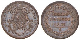 Roma – Pio IX (1846-1870) - Mezzo Baiocco 1847 An. II - Gig. 235 R
Difetto di conio al bordo. 
qFDC 