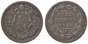 Roma – Pio IX (1846-1870) - Mezzo Baiocco 1849 An. III - Gig. 242 C
BB