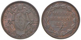 Bologna – Pio IX (1846-1870) - Mezzo Baiocco 1848 An. II - Gig. 238B R
Segno.
BB+