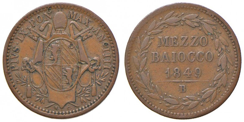 Bologna – Pio IX (1846-1870) - 1/2 Baiocco 1849 An. IIII - Gig. 244 R
BB