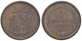 Bologna – Pio IX (1846-1870) - 1/2 Baiocco 1851 An. V - Gig. 251 C
SPL+