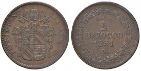 Bologna – Pio IX (1846-1870) - 1/2 Baiocco 1851 An. VI - Gig. 252 C
BB+