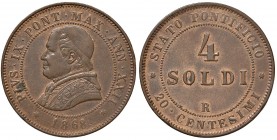 Roma – Pio IX (1846-1870) - 4 Soldi 1868 An. XXII - Gig. 319 C
Colpetto al bordo.
SPL+