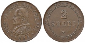 Roma – Pio IX (1846-1870) - 2 Soldi 1866 An. XXI - Gig. 323 C
Tacchetta al bordo.
BB-SPL