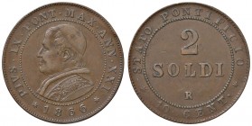 Roma – Pio IX (1846-1870) - 2 Soldi 1866 An. XXI - Gig. 323 C
Tacchetta al bordo.
BB-SPL