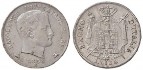 Bologna – Napoleone (1805-1814) - Lira 1808 - Gig. 148 b R
Lievi mancanze di conio. 
qSPL