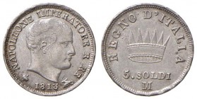 Milano – Napoleone (1805-1814) - 5 Soldi 1813 - Gig. 195 C
m.SPL