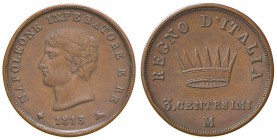 Milano – Napoleone (1805-1814) - 3 Centesimi 1813 - Gig. 230 C
Colpetti.
qSPL