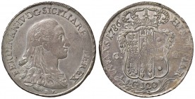 Napoli – Ferdinando IV di Borbone (1759-1816) - 120 Grana 1786 - Gig. 49 b NC
In basso sigle D P.
m.SPL