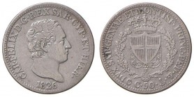 Genova – Carlo Felice (1821-1831) - 50 Centesimi 1826 - Gig. 88 R
m.BB