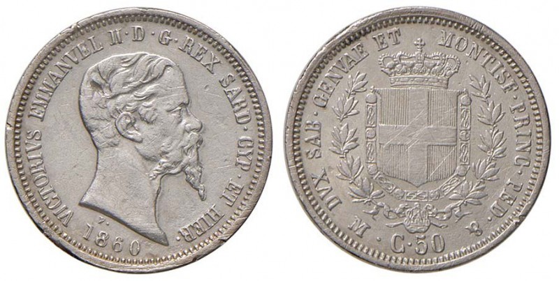 Milano – Vittorio Emanuele II (1849-1861) - 50 Centesimi 1860 - Gig. 87 NC
Manca...