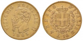 Torino – Vittorio Emanuele II (1861-1878) - 10 Lire 1865 - Gig. 28 RR
BB
