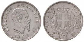 Torino – Vittorio Emanuele II (1861-1878) - Lira 1863 - Gig. 65 NC
Stemma. Segni di pulitura.
m.SPL