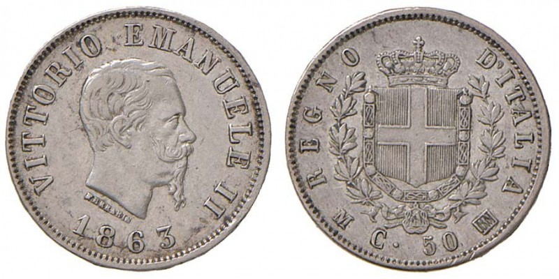 Milano – Vittorio Emanuele II (1861-1878) - 50 Centesimi 1863 - Gig. 74 R
BB+