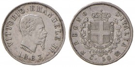 Milano – Vittorio Emanuele II (1861-1878) - 50 Centesimi 1863 - Gig. 74 R
BB+