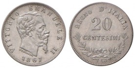 Torino – Vittorio Emanuele II (1861-1878) - 20 Centesimi 1867 - Gig. 86 R
Tracce di pulitura.
SPL+