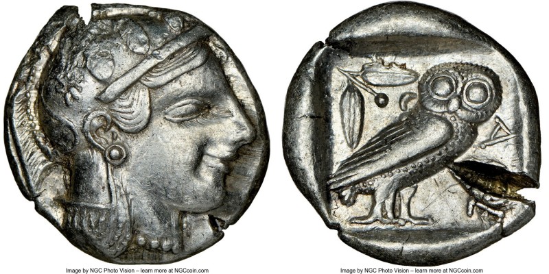ATTICA. Athens. Ca. 465-455 BC. AR tetradrachm (25mm, 17.11 gm, 9h). NGC Choice ...
