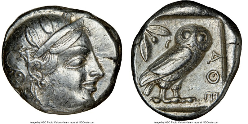 ATTICA. Athens. Ca. 455-440 BC. AR tetradrachm (24mm, 17.16 gm, 8h). NGC Choice ...