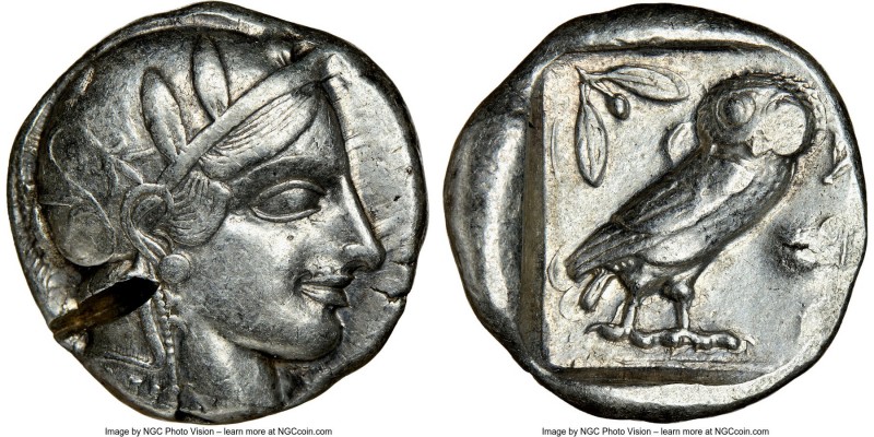 ATTICA. Athens. Ca. 455-440 BC. AR tetradrachm (24mm, 17.15 gm, 1h). NGC XF 4/5 ...