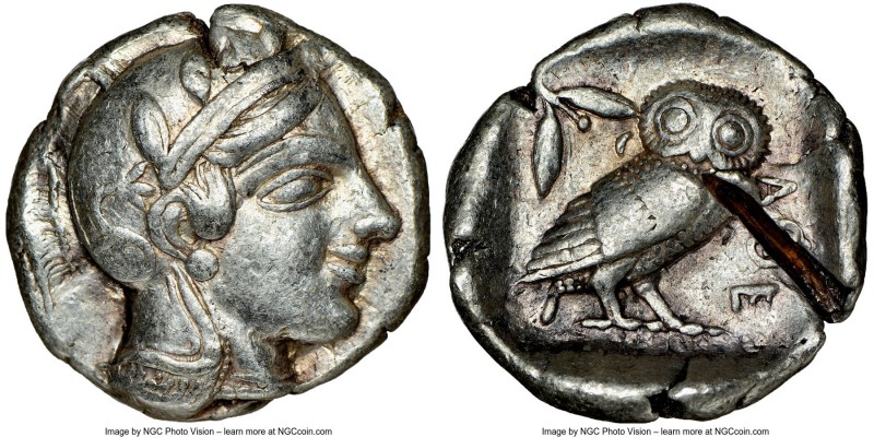 ATTICA. Athens. Ca. 455-440 BC. AR tetradrachm (25mm, 17.15 gm, 8h). NGC Choice ...