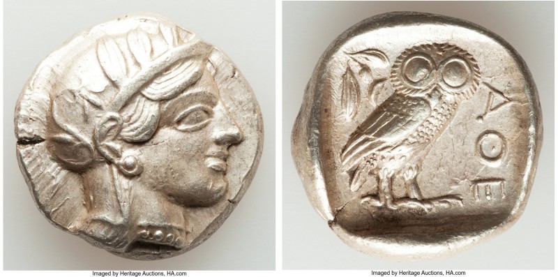 ATTICA. Athens. Ca. 440-404 BC. AR tetradrachm (25mm, 17.24 gm, 7h). AU. Mid-mas...