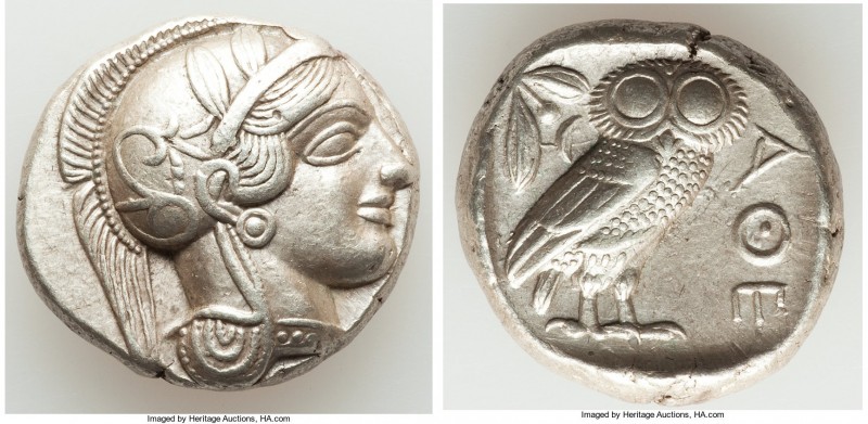 ATTICA. Athens. Ca. 440-404 BC. AR tetradrachm (24mm, 17.16 gm, 5h). AU. Mid-mas...