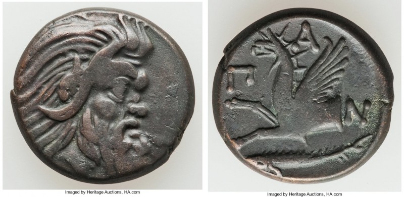 CIMMERIAN BOSPORUS. Panticapaeum. 4th century BC. AE (21mm, 7.19 gm, 5h). VF. He...